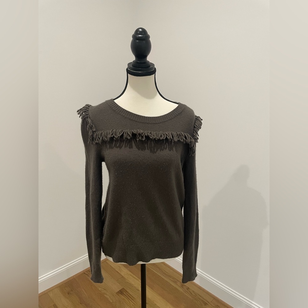 Margaret O'Leary Wool Crew Neck Sweater with Fringe